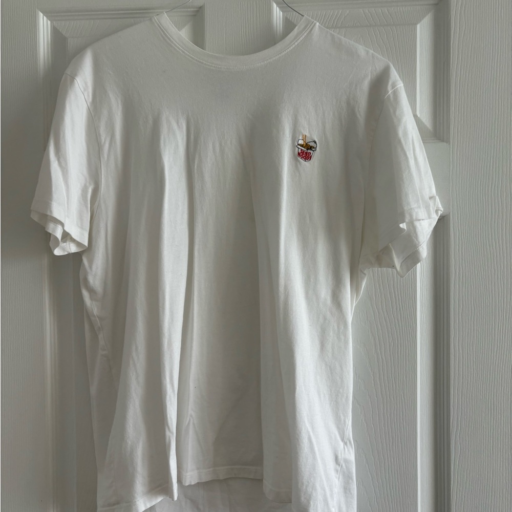 White T-Shirt with Embroidered Logo